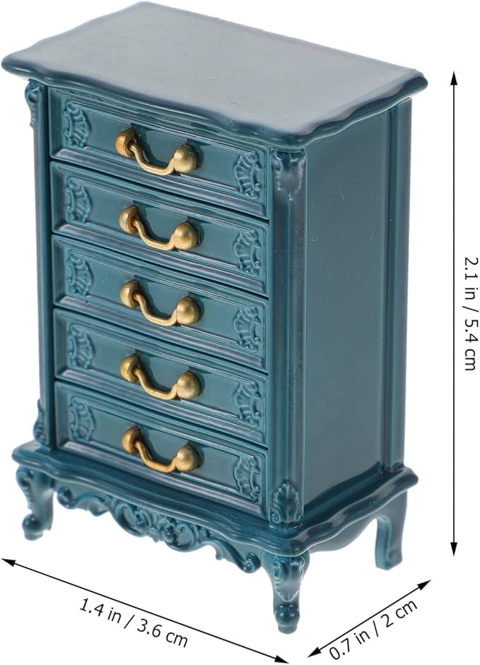 Toyvian Dollhouse Cabinet Miniature Drawer Cabinet 1:24 Scale Mini Wood Cabinet Wooden Storage Dresser for Dollhouse Furniture Pretend Play Props