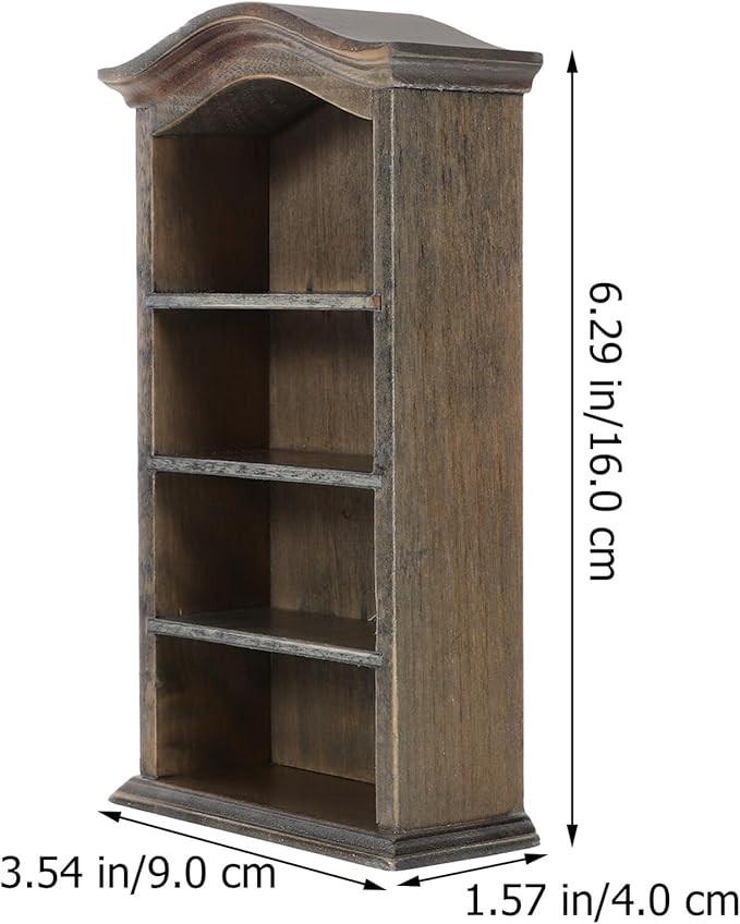 Cabilock 1/12 Miniature Shelf Mini Bookshelf Bookcase Doll House Book Shelf Storage Shelf Miniature Book Shelf Doll House Decor(Black)