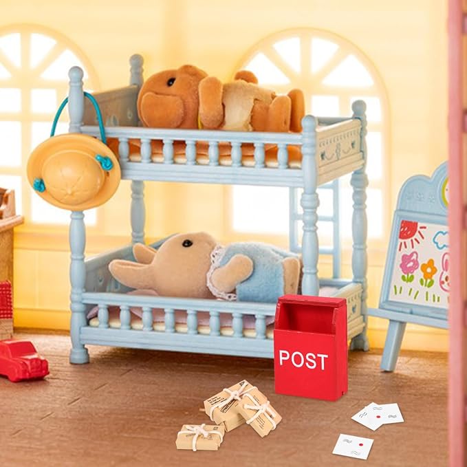 BESPORTBLE Doll House Mailbox with Miniature Mail Sack and Postcard Ornaments 1 12 Scale Mini Dollhouse Accessories for Decorative Mini Furniture and Garden Scene