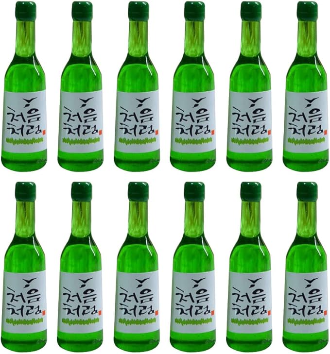 LUOZZY 12 Pcs Korean Soju Miniature Dollhouse Accessories - Mini Resin Wine and Beer Bottles - Fake Drink Models for Dollhouses