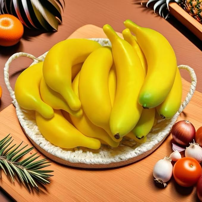 15pcs Fake Individual Banana, Artificial Yellow Bananas Lifelike Simulation Fake Fruit Home House Kitchen Decoration