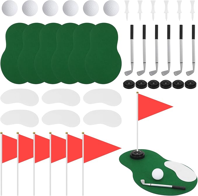 Medoore 6 Set Golf Party Table Decorations Golf Party Supplies Include Ball Sand Trap Red Flags Plastic Flag Stand for Ground Spikes for Golf Themed Christmas Birthday Party Decor
