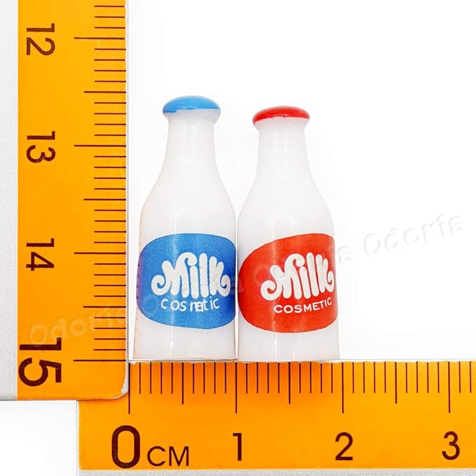 Odoria 1/12 Miniature Milk Bottles Dollhouse Decoration Accessories, 2Pcs