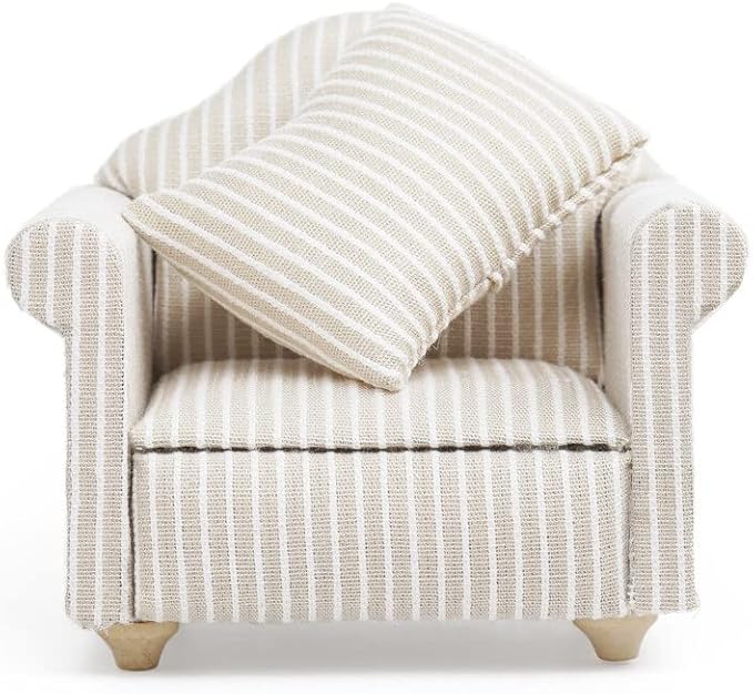 Odoria 1/12 Miniature Chair Armchair Dollhouse Furniture Accessories, Khaki