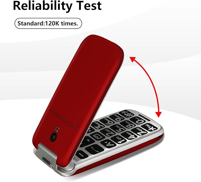 artfone G3 Pro Red - 4G LTE Flip Phone for Seniors丨Unlcoked Flip Phone with SOS Button丨Loud Speaker丨Camera丨Talking Clock丨Photo Speed Dial丨 Hands-free丨Dumb Phone丨Charging Dock丨Extended Battery Life