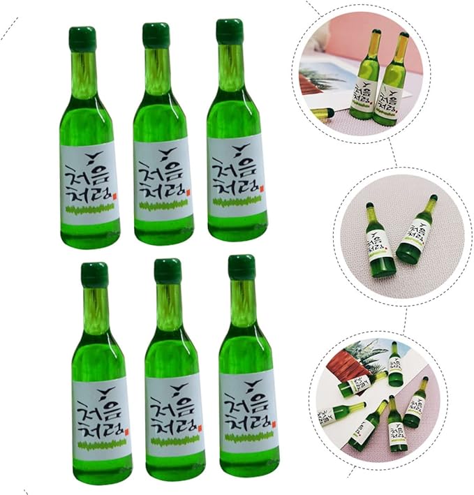 Sosoport 12pcs Miniature Wine Bottles Scale Korean Rice Wine Bottles for Dollhouse Decor