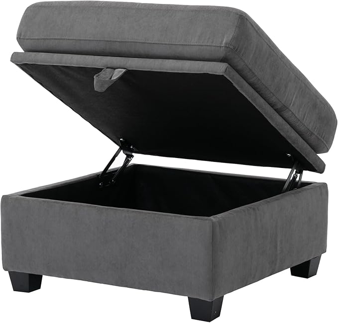 asunflower Ottoman with Storage for Couch Gray 25.2" Square Storage Ottoman Foot Rest for Living Room Large Ottomans for Dorm, Bedroom,Office with Deep Seating