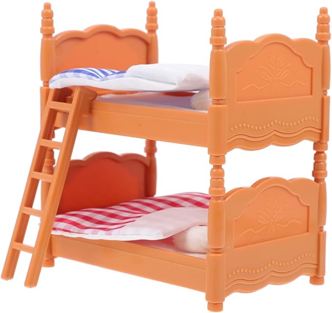 DOITOOL Dollhouse Bunk Beds, Doll House Furniture Dollhouse Decoration Accessories Simulation Doll House Miniature Bunk Bed DIY Dolls Beds