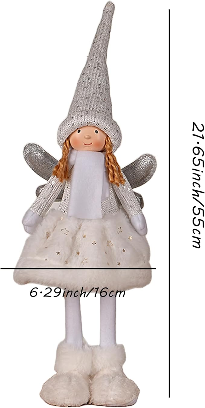 Dedrian11 Christmas Indoor Decor Fabric Angel Doll, Festive Elf Figurine with Whimsical Charm,Ornament & Gift for Women, Christmas Tree Decor & Home Accent (White)