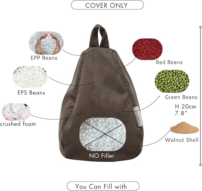 2pcs Cover of Mini Bean Bag Chair Cell Phone Holder (No Filler) Ultra Soft Micro Suede Anti Slip Miniature Bean Bag Couch Brown