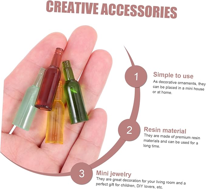 JOINPAYA 24pcs Miniature Wine Bottles Resin Ornaments for Dollhouse Decorations Mini House Accessories for Boys and Girls Playrooms Living Room and More