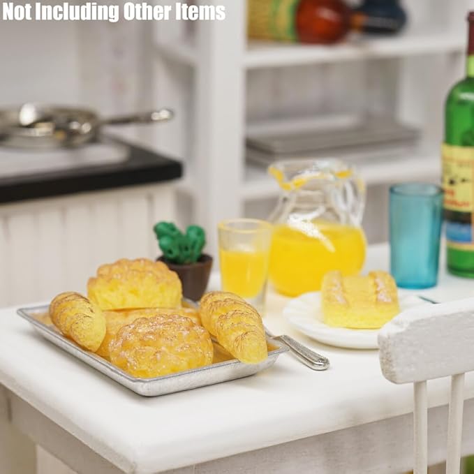Odoria 1/12 Miniature Orange Juice Pitcher and Bread 6Pcs Miniatures Dollhouse Decoration Accessories Doll House Accessory