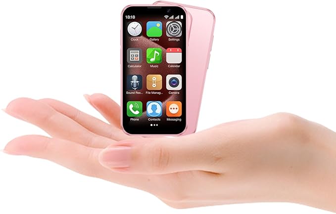 Leemoosa Mini Intelligent Unlocking Phone 3-inch high-Definition Touch Screen 3G Android Dual Card Dual Standby face ID Small Smartphone Suitable for Students and Children (2+16GB)(Pink)