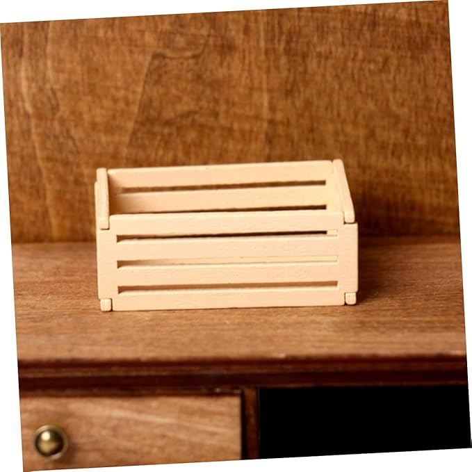 Lurrose 5Pcs Miniature Wooden Crates for Dollhouse Furniture Realistic Storage for Crafting and Decoration Mini Crates for Kitchen and Supermarket Scenes