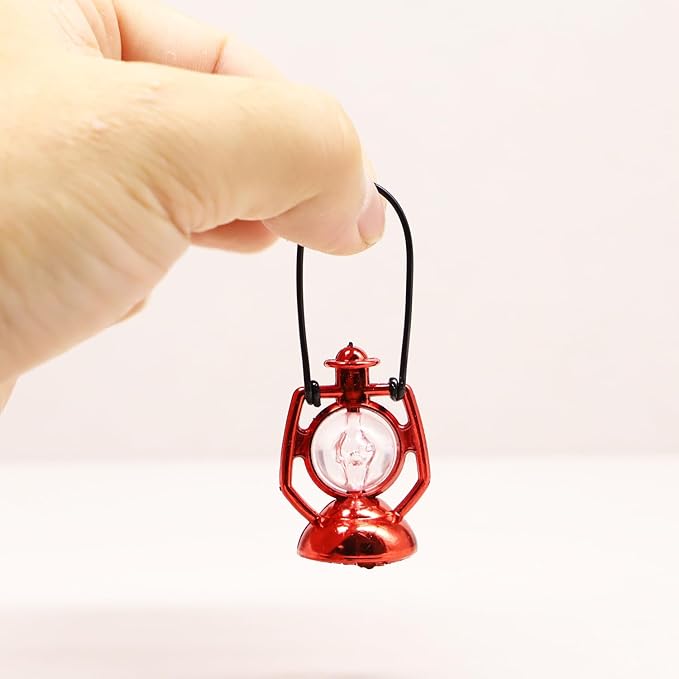 Miniature Lantern, Dollhouse Lantern, Halloween Miniatures Lantern, Fairy Garden Lantern, Outdoor Lamp Light, Dollhouse Porch Light, for Christmas Miniatures, Diorama, Terrarium (3PCS)