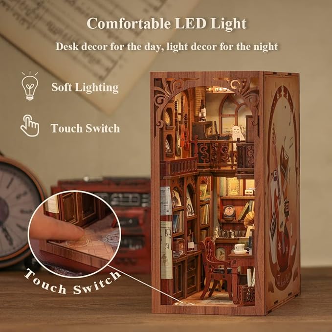 CUTEBEE Book Nook Kit - DIY Miniature House Dollhouse Kit for Adults, Booknook Tiny House Bookshelf Decor 3D Wooden Puzzle, Gifts for Family and Friends (The Secret Rhythm)