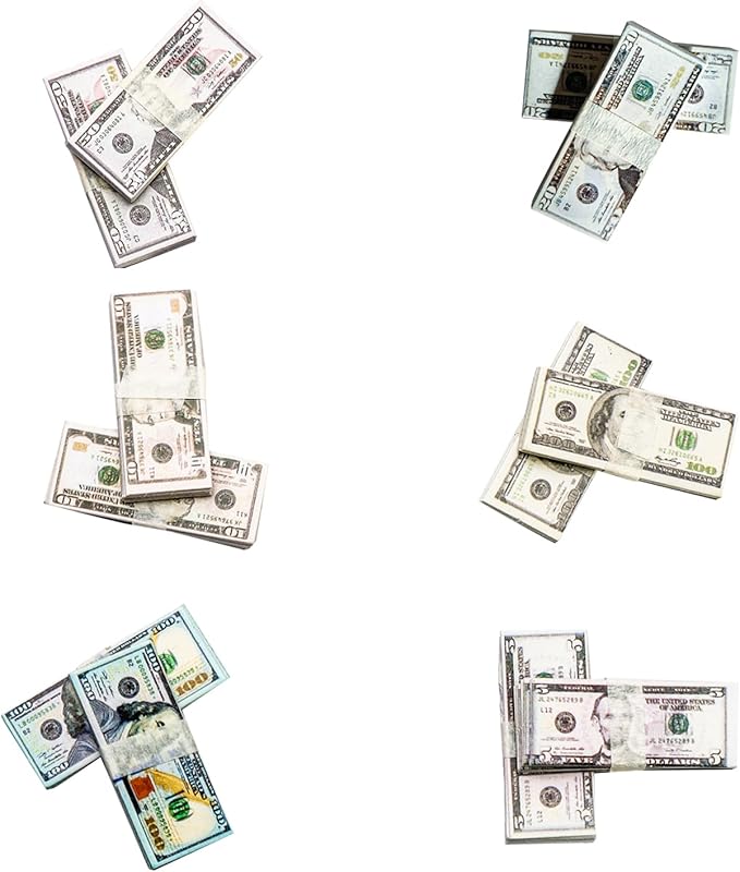 550PCS Miniature Scene Model 100 Dollar Bills for Dollhouse 1:12 Dollar Bills for Dollhouse Accessories