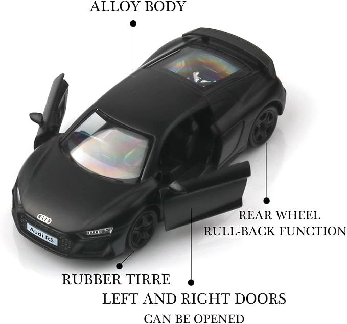 1/36 Scale Audi R8 Diecast Model Cars,Pull Back Vehicles Toy Cars,Cars Gifts for Boys Girls (Matte)