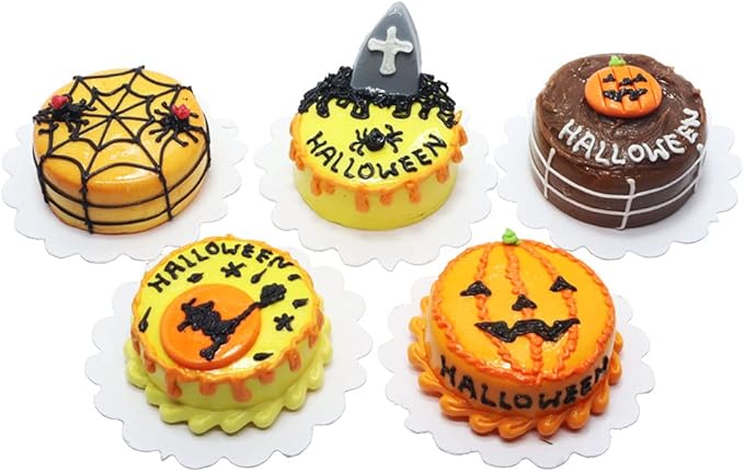 ThaiHonest Mixed 5 Assorted Halloween Cake Dollhouse Miniature Food,Tiny Food