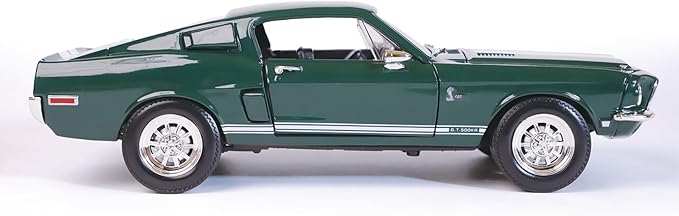 1968 Carroll Shelby GT-500KR Alloy Model - 1:18 Scale High-Performance Muscle Car Replica with Opening Doors and Display Case for Collectors and Enthusiasts（Green）