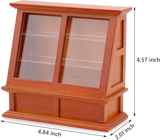 Dollhouse Cabinet Cake Store Grocery Store Furniture Miniature Decor Display Bakery Cake Shelves Kitchen Accessory Cabinet Handcraft Ornament (Brown)