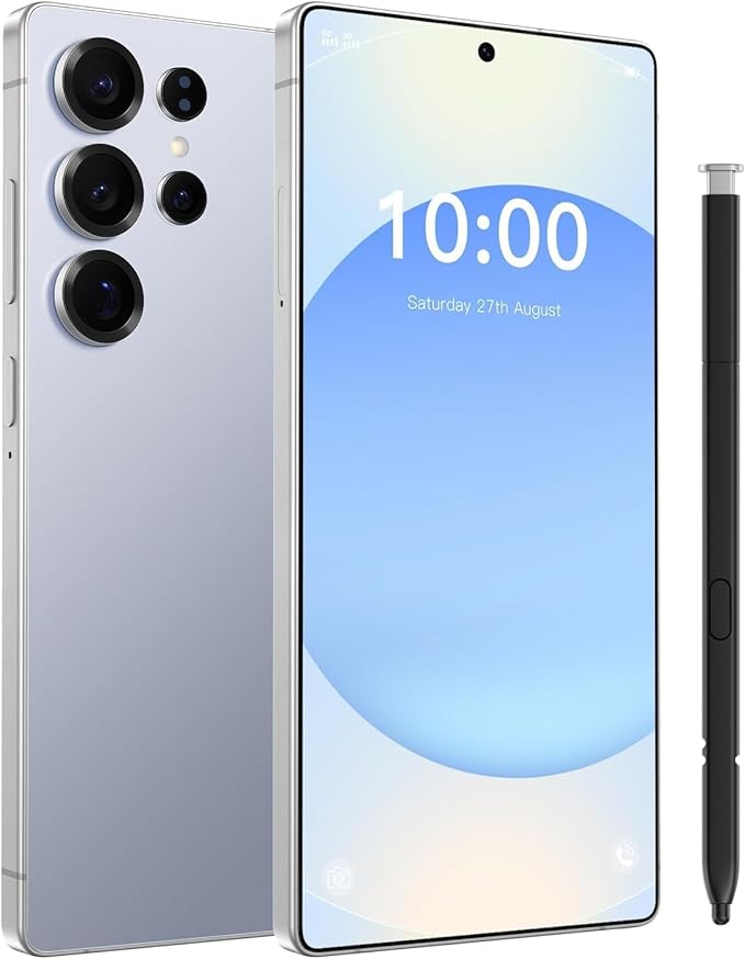 5G Unlocked Cell Phone,12+512GB Memory Android Phone,108MP Zoom Camera, Android 15 Smartphone,Build in G Pen, 6.8“ HD Screen,7000mAh Battery Life, Dual SIM/Face ID/GPS (Titanium Blue)