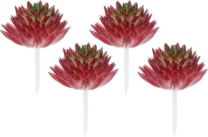 PATIKIL Mini Artificial Succulents, 4 Pack Unpotted Faux Succulent Picks Fake Succulent Plants for Home Landscape Decoration, Burgundy Green