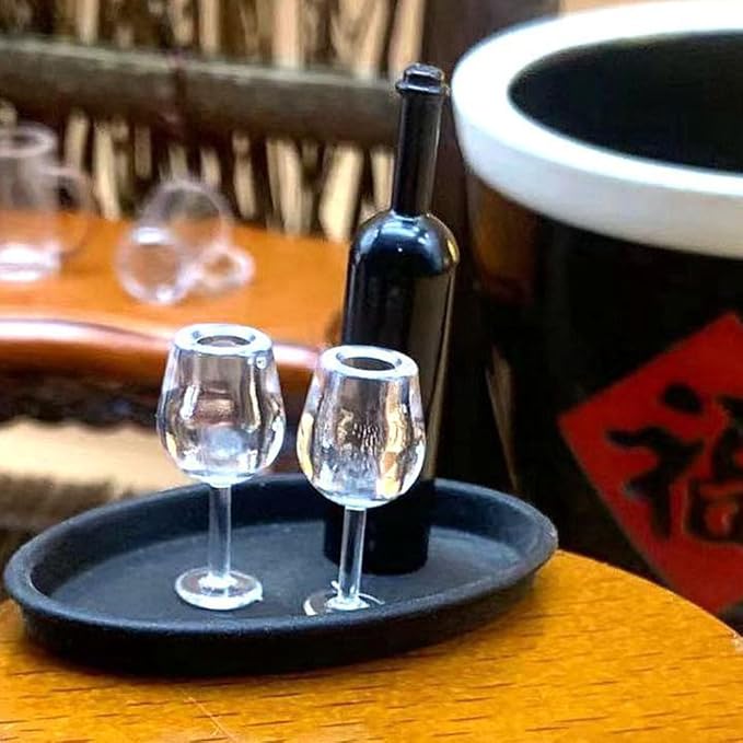 MAGICLULU 20Pcs Miniature Wine Glasses Set 1 12 Scale Dollhouse Goblet Cups Realistic Mini Cocktail Glasses for Dollhouse Accessories Photo Props and Decor