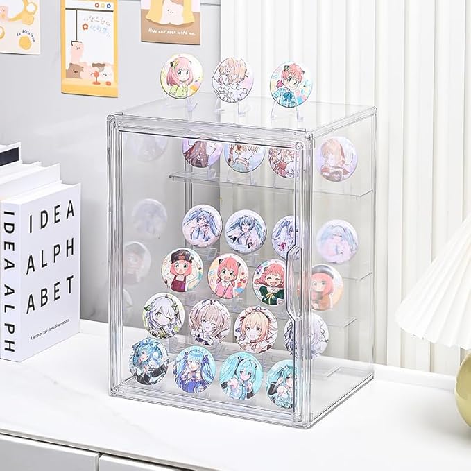 Clear Acrylic Display Case, 5 Tier Large Acrylic Blind Box for Figures, Dustproof Storage Organizer with Magnetic Door for Action Figures Toys, Stackable Collectibiles Showcase
