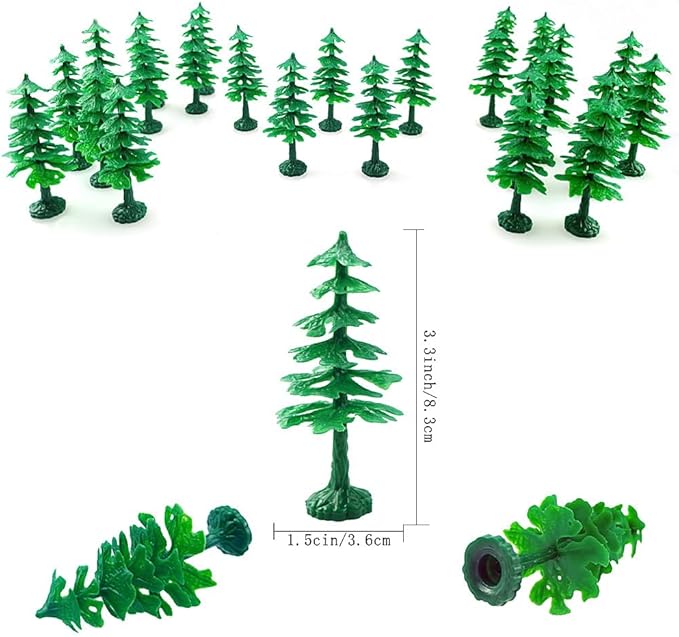 FAZHBARY 28 PCS Miniature Model Pine Tree for Crafts Plastic Diorama Cedar Fake Trees Cakes Green Scenery Landscape Supplies