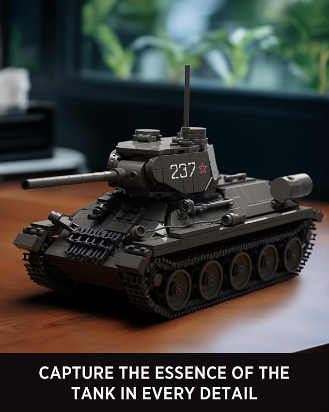 Nifeliz T34/85 Tank, WW2 Military Tank Building Set for Adults, Collectible Army Model to Build and Display, Gift Ideal for Military Fans (818 PCS, NF10270)
