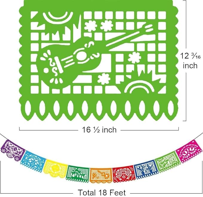 5PCS Mexican Party Decorations, 90FT Plastic Papel Picado Banner, Fiesta Party Decoration, Dia De Los Muertos, Day of The Dead Decorations, Cinco De Mayo Decor, Mexico Birthday Party Supplies