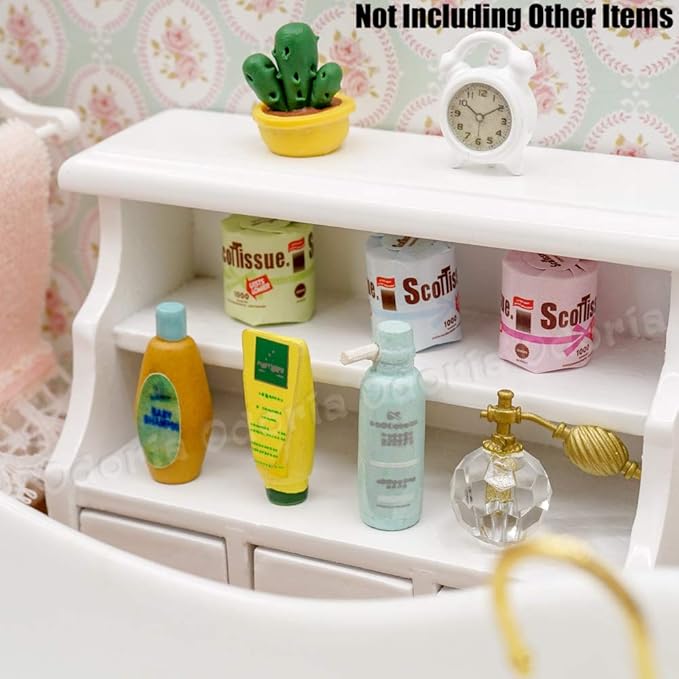 Odoria 1/12 Miniature Shampoo Lotion Perfume Toilet Paper Rolls Dollhouse Bathroom Accessories