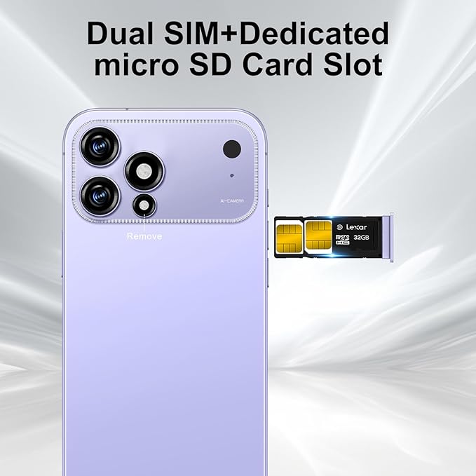 MMY 17PROMA X Unlocked Cell Phone 16+1TB,6.9" HD Screen Unlocked Phones,Android 15 7000mAh Long Battery Life Smartphone,5G/Dual SIM/Fingerprint Button Unlock/Photos/Face ID (Purple, 16+1TB)