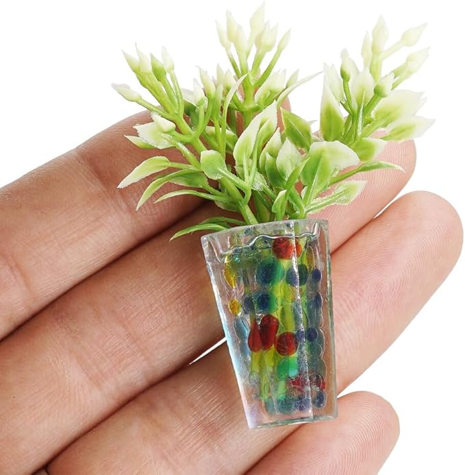 Odoria 1/12 Miniature Potted Plants Dollhouse Decoration Accessories, Multicolored
