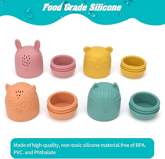 HYSZXUS Bath Toys Floating Boats with Silicone Bathtub Toy,9 PCS Mold Free Baby Bath Toys for Infants 6-12-18 Months,Water Table Toy for Toddlers 1-3,Shower Toys Pool Toys for 1 2 3 4 Boys Girls Kids