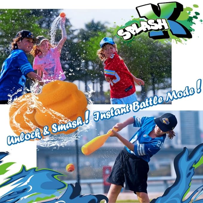 AMAZING TOYZ Reusable Sponge Water Balloons, Easy Quick Fill Water Balls, Summer Water Toys, Outdoor Pool Beach Bath Backyard Toys for Kids