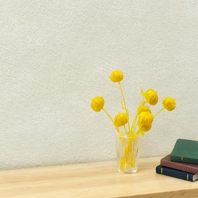 iland Dollhouse Decor, Dollhouse Wallpaper on 1/12 1/6 Scale, Thickened Wall Covering with Texture of Diatom Effect (Cream Yellow Diatommud Texture)