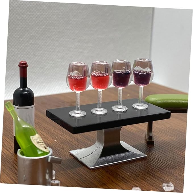 Kisangel Artificial Mini Wine Cups 12 Pcs Miniature Wine Glasses Resin Material for Dollhouse Decor
