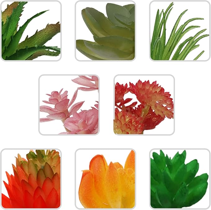 PietyPet 22pcs Colorful Fake Succulents, Mini Artificial Succulents for DIY Crafting Home Terrarium Floral Wall Garden Arrangement Office Decoration (Unpotted)