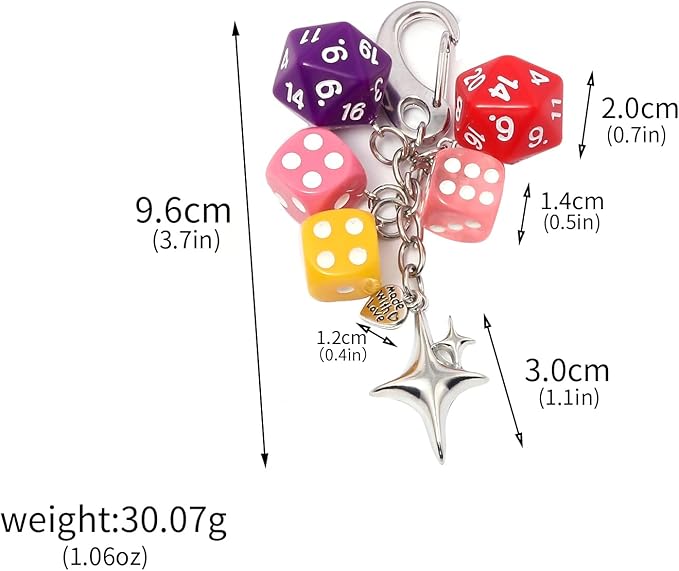 FunBoat Magic 8 Ball Cute Dice Charm Keychain Cute Backpack Purse Bag Hangings Accessories, Y2k Key Chain Gift Aesthetic