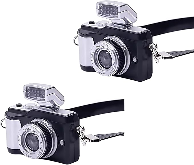 2Pcs 1:4 Scale Mini Camera Prop Ornament Vintage Camera Model, Miniature Digital Camera Mini Decoration Accessories Photography Props Ornament