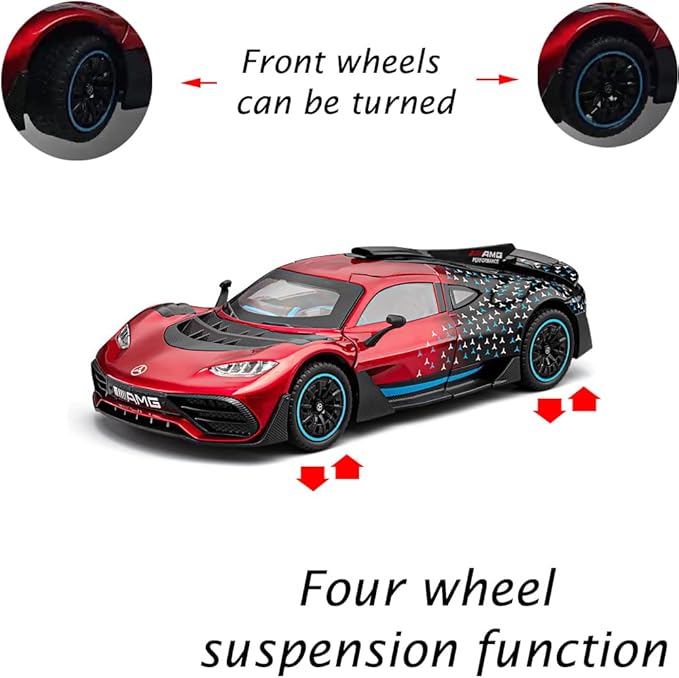 Toy Car Model 1/24 Red AMG ONE Alloy Collectible Vehicle Pull Back Die-Cast with Lights and Sound