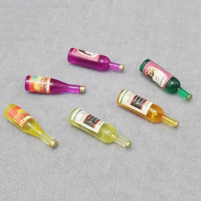 EXCEART 54pcs Miniature Wine Bottles for Dollhouse Ornaments Lovely Bottle Realistic Colors and Shapes for Home Decoration and Collecting Mixed Styles