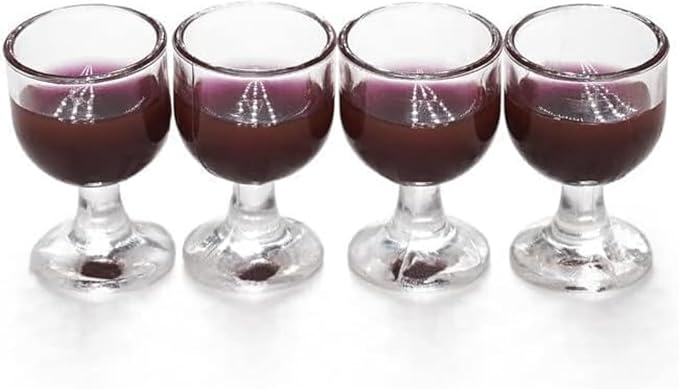 4Pcs Miniature Wine Glasses, Red, 1:12 Scale Dollhouse Accessories, Room Decoration Display