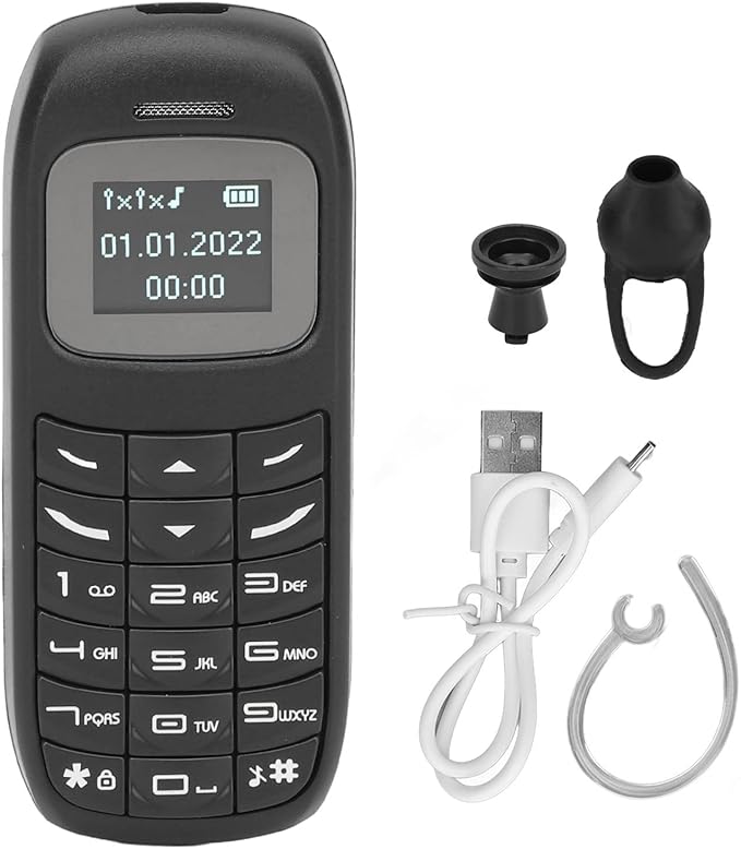 GOWENIC BM70 Mini Smartphone, 2G Unlocked Small Mobile Phone with 0.66 Inch Screen Dual SIM Card Dual Standby, Bluetooth Music Player, Backup Phone Low Radiation (Black)