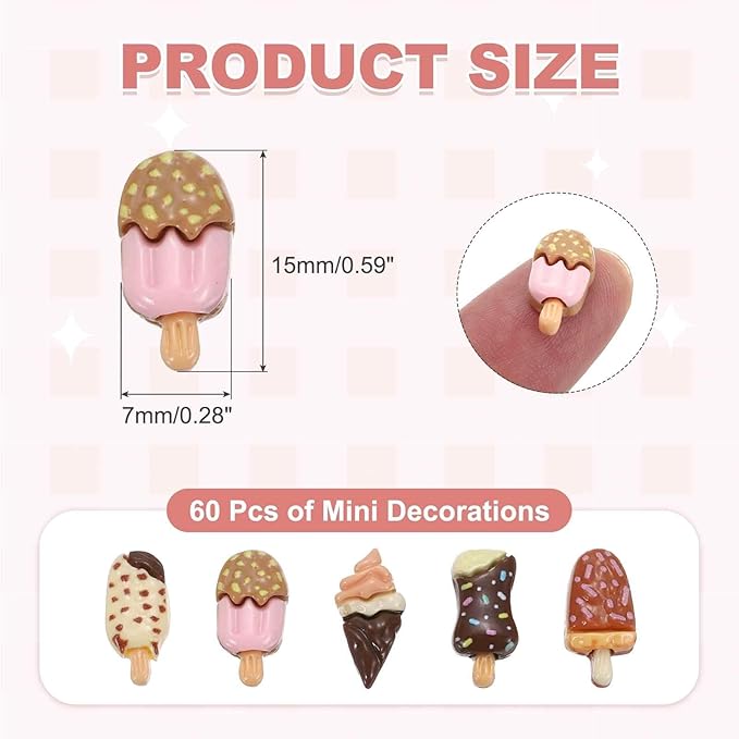 Mini Cute Chocolate Ice Cream Decor, Miniature Doll Food Crafts for Dollhouse & Landscape & Mini Kitchen & Micro Fairy Garden & DIY Craft Decorations(Chocolate Color, 100pcs)