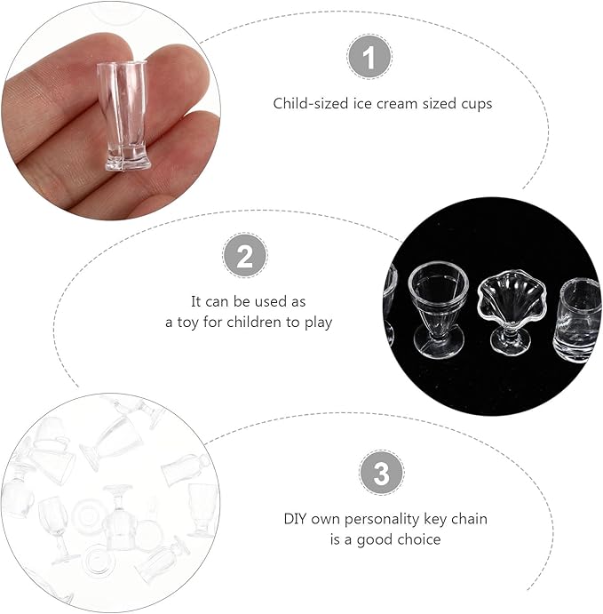Vaguelly 1/17 Scale Mini Cups Food Container Model Dollhouse Accessories Realistic Simulation Miniature Cups for DIY Mini House Decor