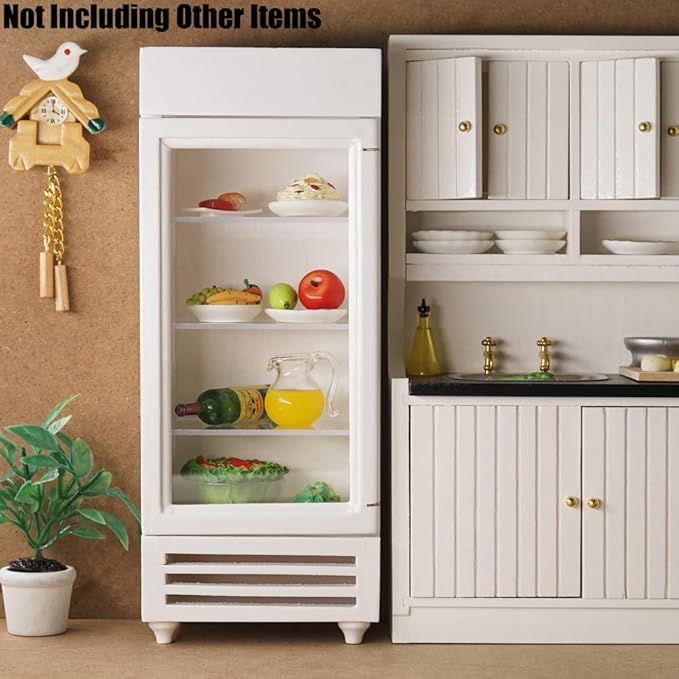 Odoria 1/12 Miniature Refrigerator Fridge Dollhouse Kitchen Furniture Accessories, White