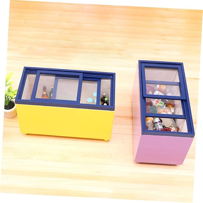 LIOOBO 1:12 Scale Miniature Dollhouse Furniture Boys and Girls Simulation Freezer Mini Fridge Toy Wooden Construction